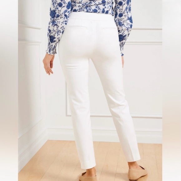 NWT Talbots Chatham Ankle Pants White Slim Leg Pull-On High Waist Size 10 - Picture 2 of 6